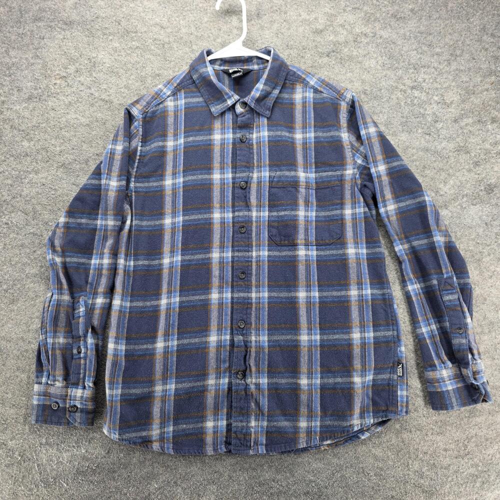 Eddie Bauer Shirt Mens Medium Blue Plaid Flannel Button Down Long Sleeve Cotton